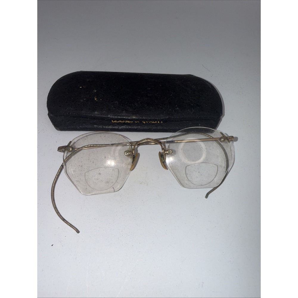 Vintage Gold Filled Wire Frame Glasses Signed 1/10-12K Estate Rimless‎
